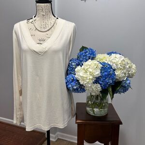 J. Jill Cream Long Sleeve Relaxed Blouse